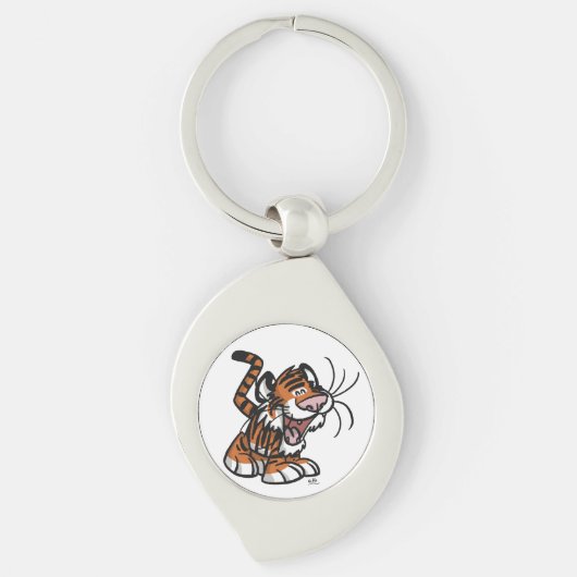 Cute Little Cartoon Tiger Metal Sleutelhanger (Voorkant)