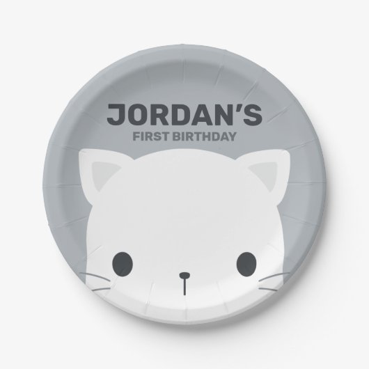 Cute Little Cat Birthday Papieren Bordje (Voorkant)