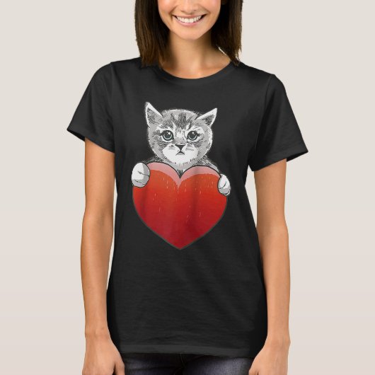 Cute little cat with heart Raglan Baseball T-shirt (Voorkant)