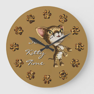 Cute Little Cheetah Print Bengal Kat Kitten Cat Grote Klok