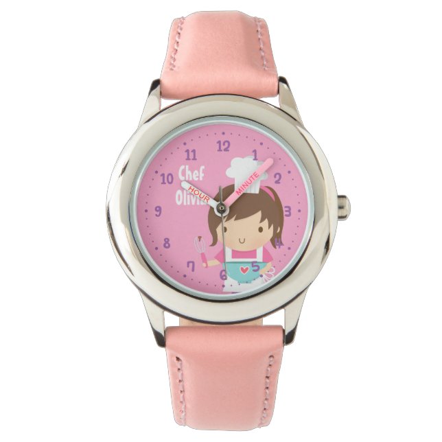 Cute Little Chef Baker Girl persoonlijke Horloge (Voorkant)