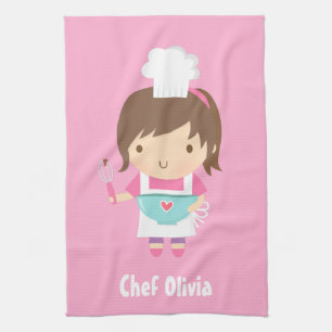 Cute Little Chef Baker Girl persoonlijke Theedoek