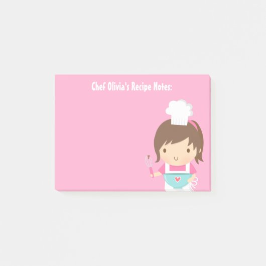 Cute Little Chef Baker Girl Recipe Post-it® Notes (Voorkant)