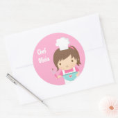 Cute Little Chef Baker Girl Ronde Sticker (Envelop)
