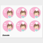 Cute Little Chef Baker Girl Ronde Sticker (Vel)