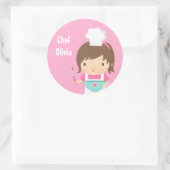 Cute Little Chef Baker Girl Ronde Sticker (Tas)