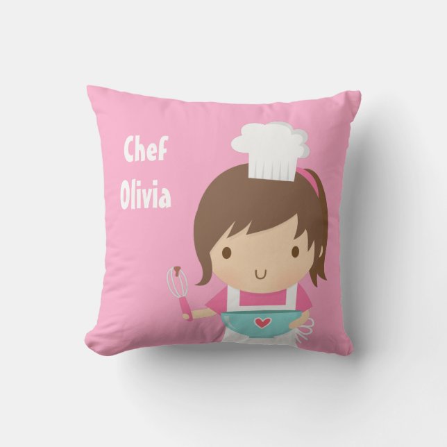 Cute Little Chef Baker Girls Room Decor Kussen (Voorkant)