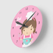 Cute Little Chef Baker Girls Room Decor Ronde Klok (Hoek)