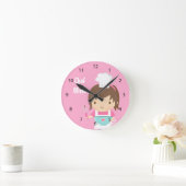 Cute Little Chef Baker Girls Room Decor Ronde Klok (Huis)