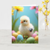 Cute Little Chick Lentekaart Kaart (Gele Bloem)