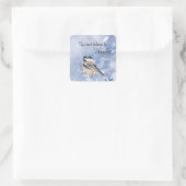 Cute Little Chickadee Bird Winter Forest Vierkante Sticker (Tas)