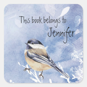 Cute Little Chickadee Bird Winter Forest Vierkante Sticker