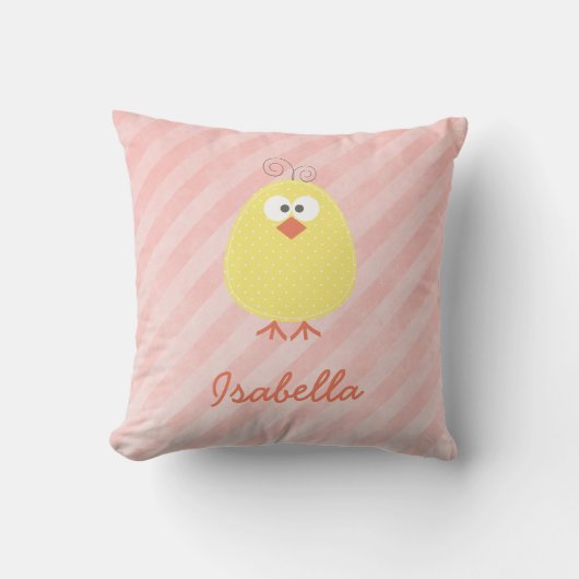 Cute Little Chickie Personalized Baby Name Pillow Kussen (Voorkant)