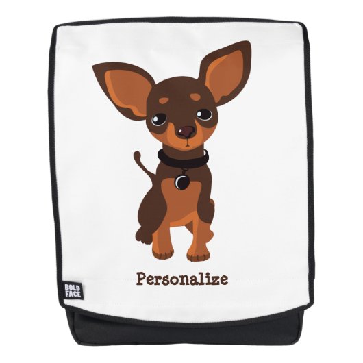 Cute Little Chihuahua Puppy Personalized Rugtassen (Voorkant)
