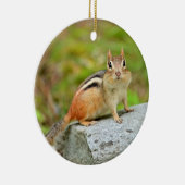 Cute Little Chipmunk Posing on a Rock Keramisch Ornament (Rechts)