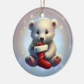 Cute Little Christmas Polar Bear Keramisch Ornament (Links)