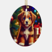 Cute Little Christmas Puppy Keramisch Ornament (Rechts)
