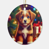 Cute Little Christmas Puppy Keramisch Ornament (Links)