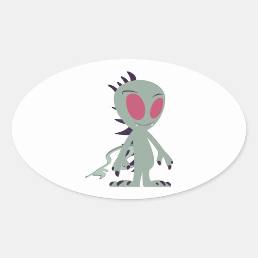 Cute little Chupacabra Ovale Sticker (Voorkant)