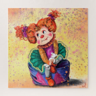 Cute Little Clown Girl - Happy Circus - Tekening Legpuzzel