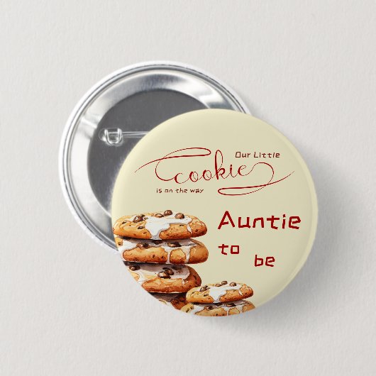 Cute Little Cookie Baby Shower Auntie-to-be Ronde Button 5,7 Cm (Voorkant /achterkant)