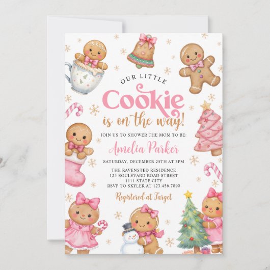 Cute Little Cookie Winter Christmas Baby Shower Kaart (Voorkant)