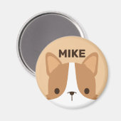 Cute Little Corgi Dog met persoonlijke naam Magneet (Voorkant / Achterkant)