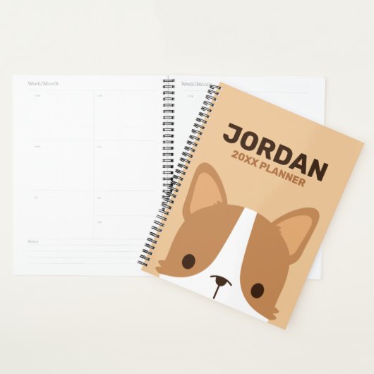 Cute Little Corgi Dog met persoonlijke naam Planner (Display)