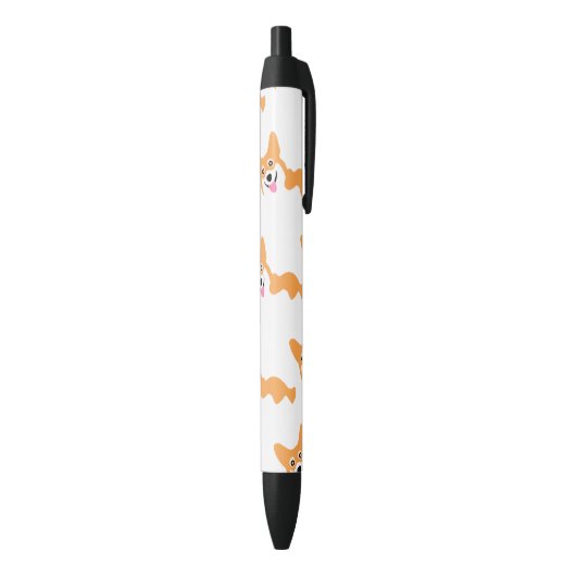 Cute Little Corgi Pattern Zwarte Inkt Pen (Achterkant (Verticaal))