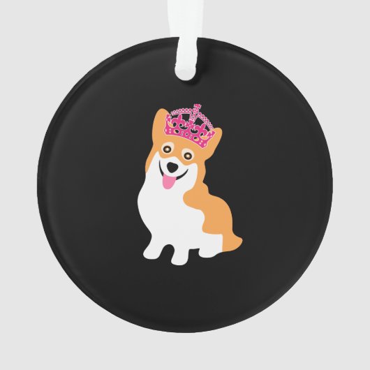 Cute Little Corgi Princess die een roze kroonprins Ornament (achterkant)