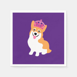 Cute Little Corgi Princess die een roze kroonprins Servet