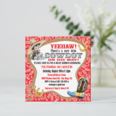 Cute Little Cowboy Baby shower Invitation Kaart (Staand voorkant)