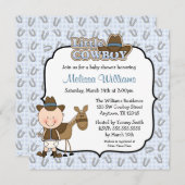 Cute Little Cowboy Baby Shower Invitations Kaart (Voorkant / Achterkant)