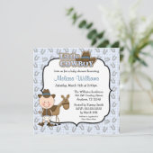 Cute Little Cowboy Baby Shower Invitations Kaart (Staand voorkant)