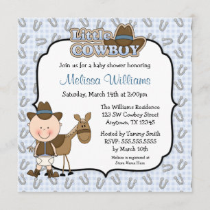 Cute Little Cowboy Baby Shower Invitations Kaart