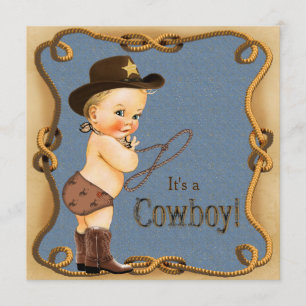 Cute Little Cowboy Baby shower Kaart