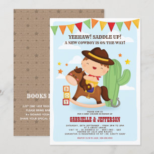 Cute Little Cowboy Baby shower Theme Invitation Kaart