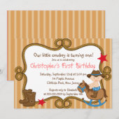 Cute Little Cowboy Birthday Party Invitations Kaart (Voorkant / Achterkant)