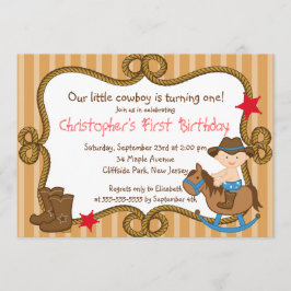 Cute Little Cowboy Birthday Party Invitations Kaart