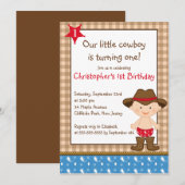 Cute Little Cowboy Birthday Party Invitations Kaart (Voorkant / Achterkant)