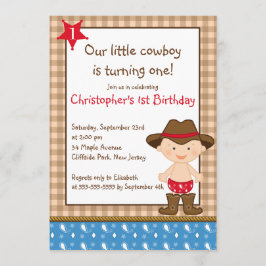 Cute Little Cowboy Birthday Party Invitations Kaart