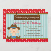 Cute Little Cowboy Birthday Party Invitations Kaart (Voorkant / Achterkant)