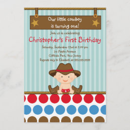 Cute Little Cowboy Birthday Party Invitations Kaart