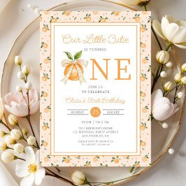 Cute Little Cutie Orange Citrus 1st Birthday Kaart