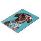 Cute Little Dachshund With Red Glasses Notitieboek (Linkerzijde)