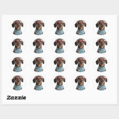 Cute Little Dachshund With Red Glasses Ronde Sticker (Vel)