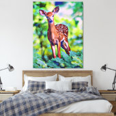 Cute Little Deer Digitale Kunst Schilderij Canvas Afdruk (Insitu (Slaapkamer))