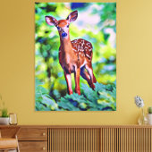 Cute Little Deer Digitale Kunst Schilderij Canvas Afdruk (Insitu (Woonkamer))