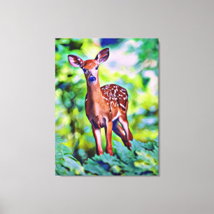 Cute Little Deer Digitale Kunst Schilderij Canvas Afdruk
