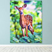 Cute Little Deer Digitale Kunst Schilderij Canvas Afdruk (Insitu (Houten vloer))